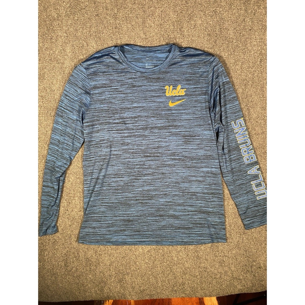 UCLA Bruins Nike DriFit Tee Long Sleeve Shirt Men's Blue/Yellow Sz L